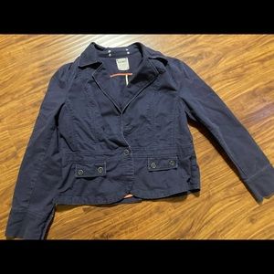 NWOT Blue peplum snap jacket